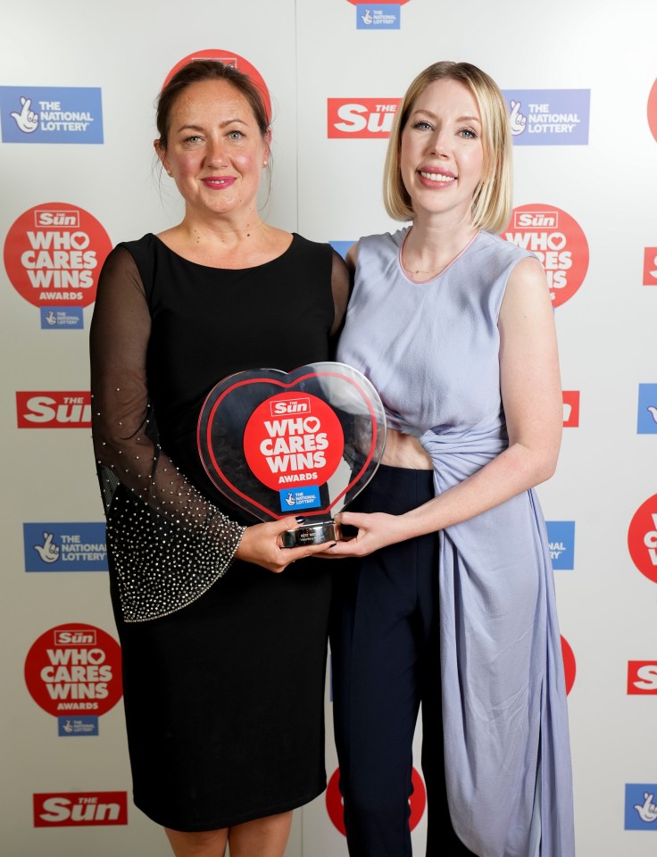 Midwife Valentina Burnett, 45, with comedian Katherine Ryan