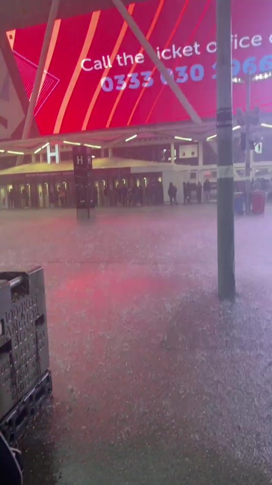 Water also spilled into the London Stadium's concourse