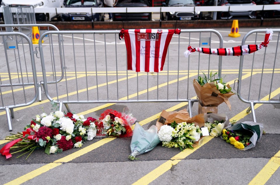 Flowers have been left outside Bramall Lane