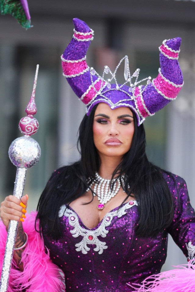 Kate Price gets into costume as Carobosse which she will be playing in the pantomime Sleeping Beauty at M&S Bank Arena in Liverpool in December 2023 Pictured: Katie Price Ref: SPL9904311 060923 NON-EXCLUSIVE Picture by: Splash News / SplashNews.com Splash News and Pictures USA: 310-525-5808 UK: 020 8126 1009 eamteam@shutterstock.com World Rights,