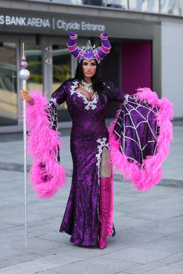 Kate Price gets into costume as Carobosse which she will be playing in the pantomime Sleeping Beauty at M&S Bank Arena in Liverpool in December 2023 Pictured: Katie Price Ref: SPL9904311 060923 NON-EXCLUSIVE Picture by: Splash News / SplashNews.com Splash News and Pictures USA: 310-525-5808 UK: 020 8126 1009 eamteam@shutterstock.com World Rights,