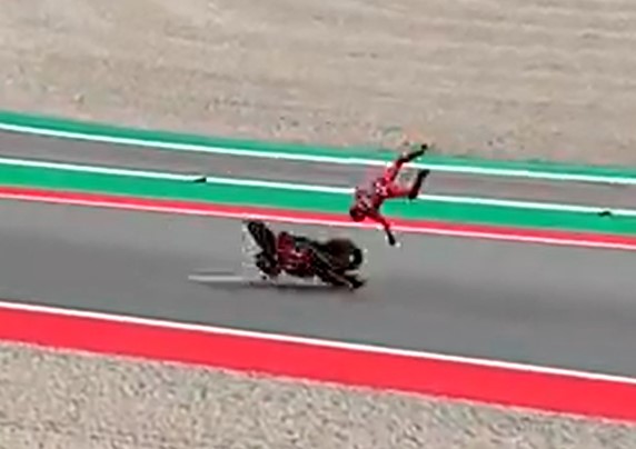 Francesco Bagnaia was thrown from his bike in the first lap