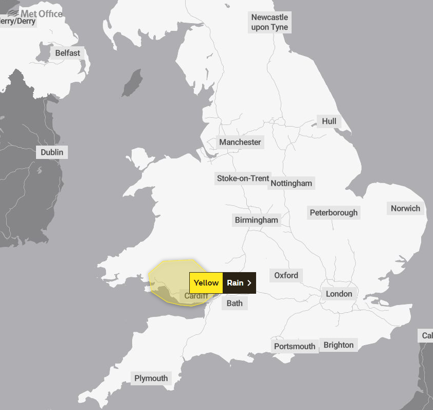 A yellow warning for rain has been issued for Wales on Thursday and Friday