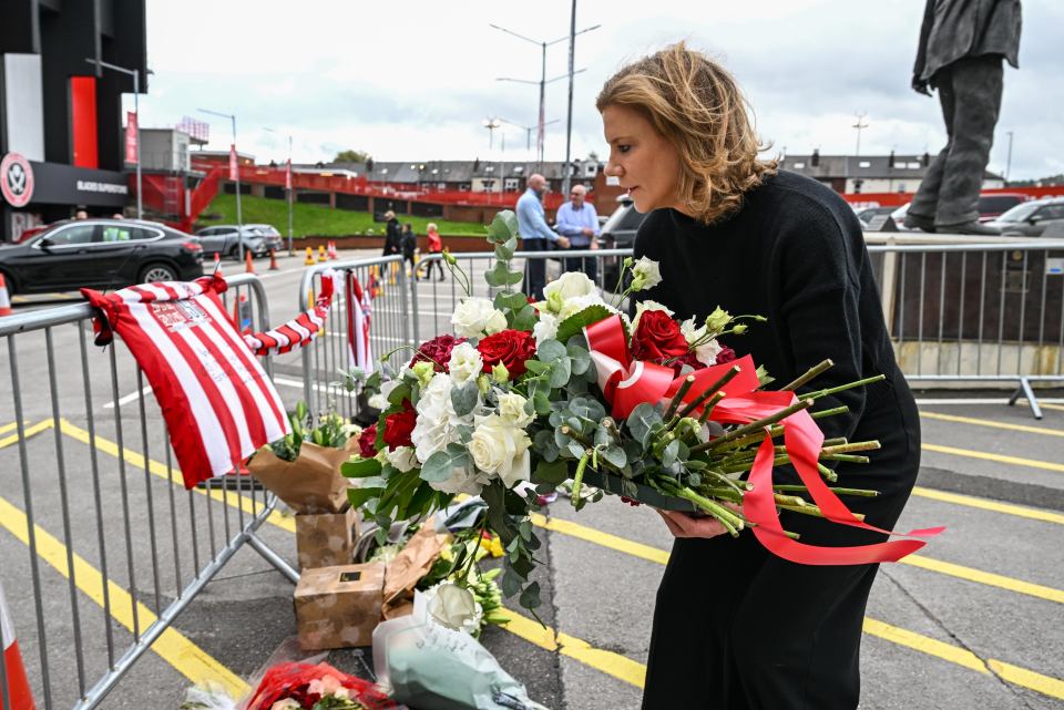 Amanda Staveley laid a wreath in memorial outside Bramall Lane