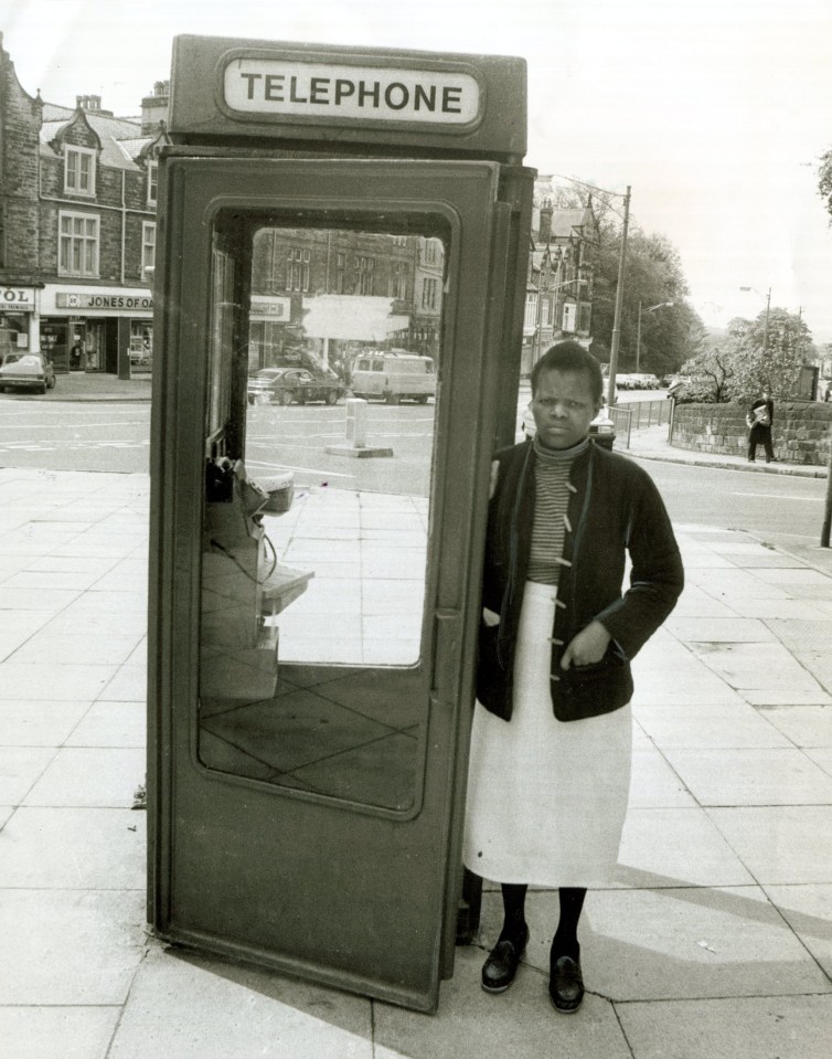 Marcella Claxton.Yorkshire Ripper Peter Sutcliffe victim survivor.Telephone box in Oakwood Leeds which she crawled to after the attack and rang for help. She also used it as a hiding place when Peter Sutcliffe came to look for her....