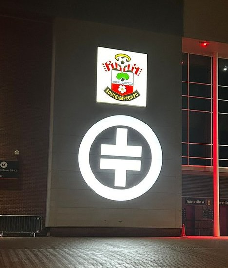 The logo appeared on Southampton's St Mary's stadium