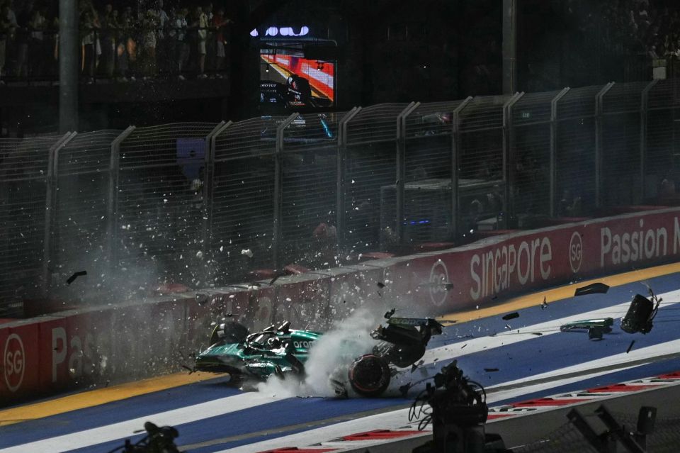 Lance Stroll's spectacular crash horrified fans at the Marina Bay Street Circuit in Singapore as well as TV viewers