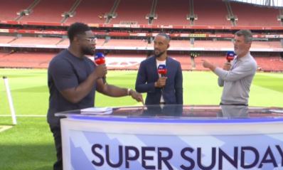 Roy Keane (right) and Micah Richards (left) were pundits for the clash between Arsenal and Manchester United alongside Theo Walcott