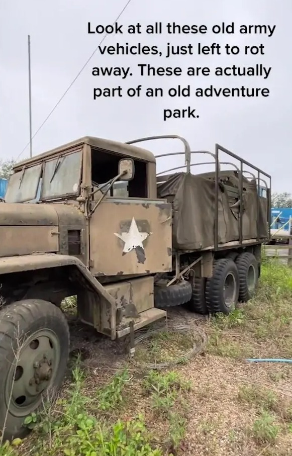 The army kit had apparently been in an 'adventure park'