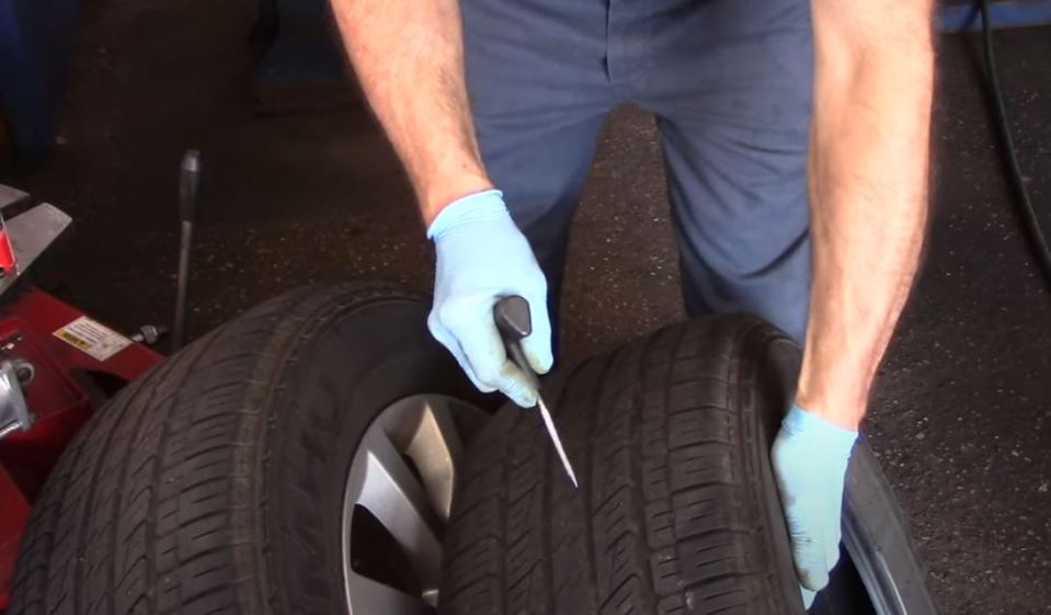 You use one tool to clear the puncture, then a second to insert an adhesive plug