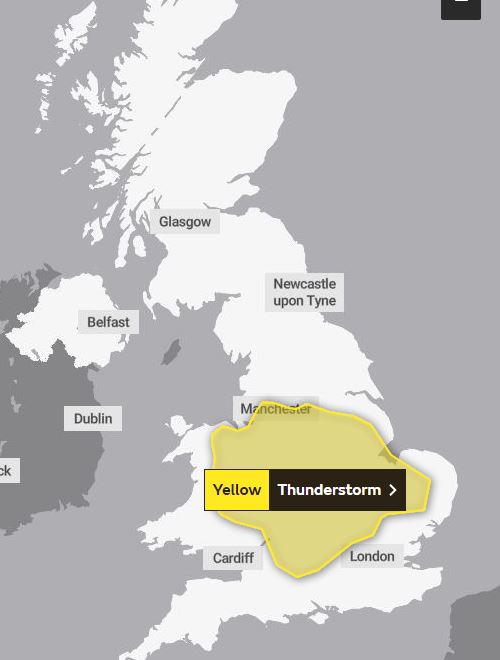 However, the Met Office has warned of potential thunderstorms over the weekend