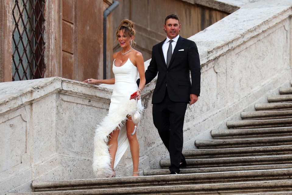 Brooks Koepka and wife Jena Sims add glamour to the Spanish Steps in Rome ahead of the Ryder Cup at the Marco Simone Golf Club