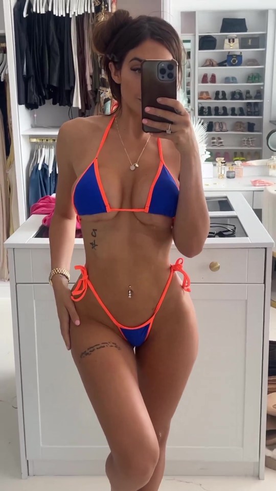 The Geordie Shore star, 28, stripped off to a bikini as she showed off her stunning figure