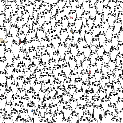 See if you can spot the three pandas without sunglasses