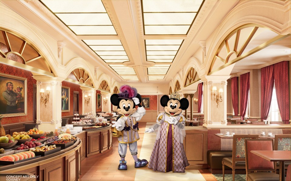 Mickey and Minnie mouse will attend special meals in the banquet hall