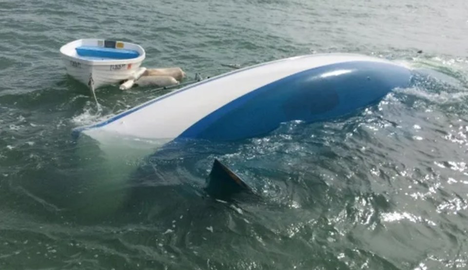 It capsized after hitting something underwater