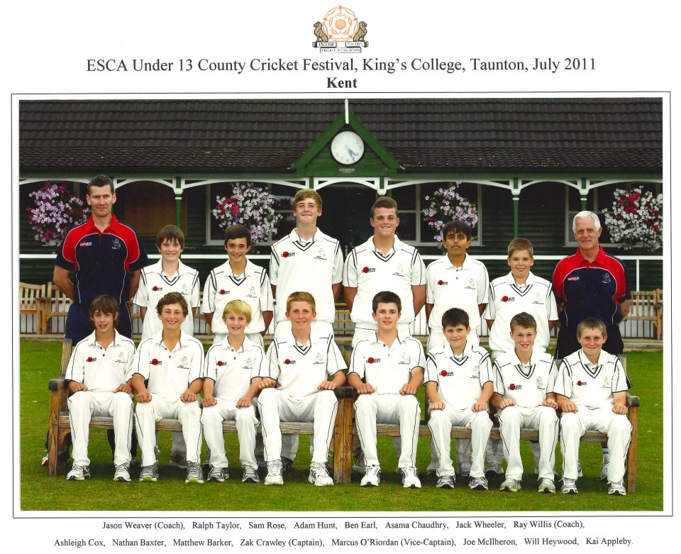 Kent Cricket Under-13s team in 2011 featured three future professionals