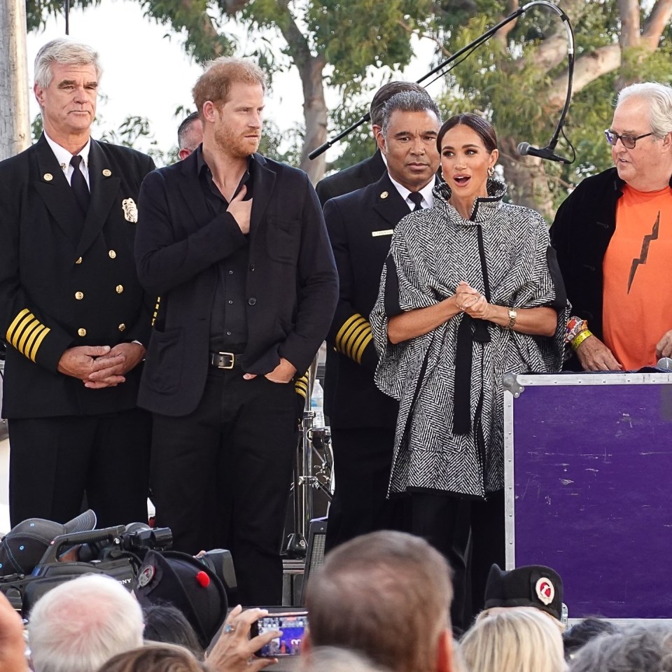 The Sussexes were introduced onstage as special guests and Meghan presented Kevin with an honorary award