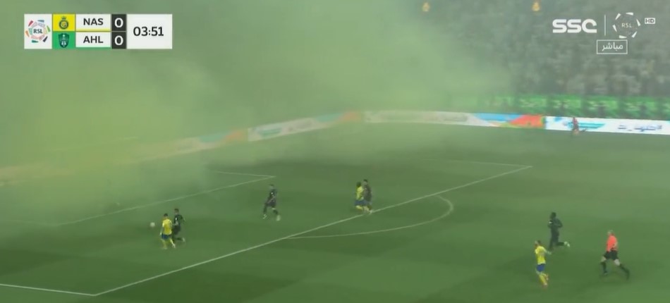 Cristiano Ronaldo scored a goal for Al-Nassr with the net covered in smoke