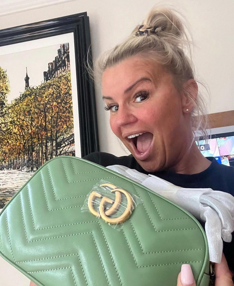 Kerry Katona has shown off her gifted Gucci handbag