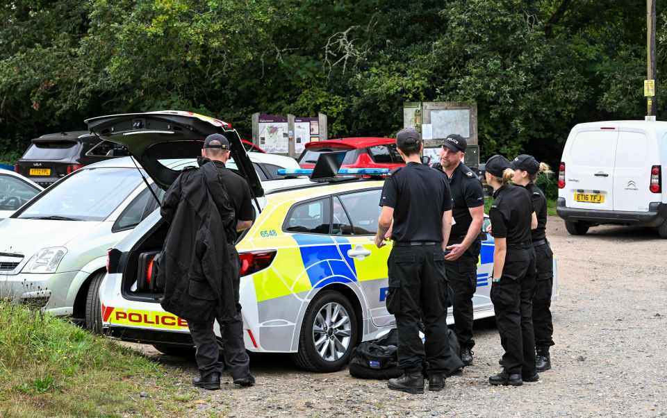 Cops remained at the pond today in Hampshire