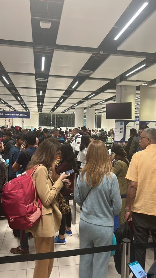 Huge queues snaked through Gatwick's south terminal as thousands arrived into the UK