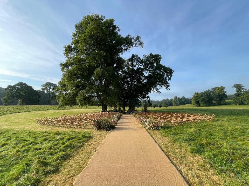 The outdoor ceremony was held in beautiful surroundings