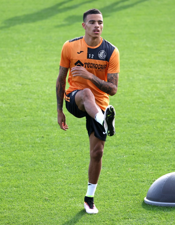 The striker was pictured in training today