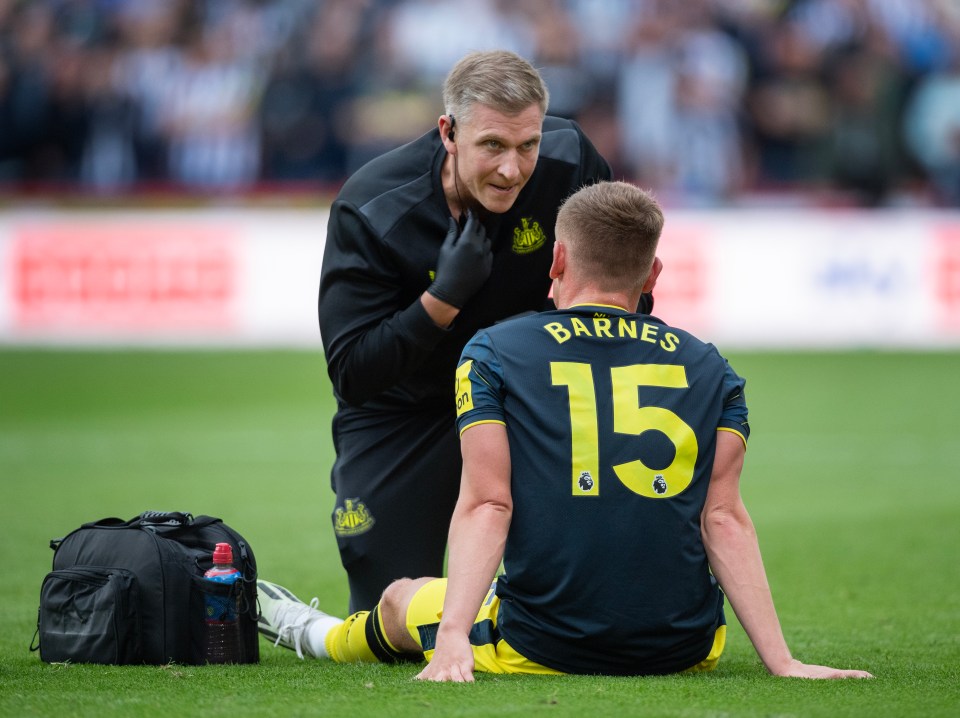 Harvey Barnes limped off injured during Newcastle’s 8-0 mauling of Sheffield United