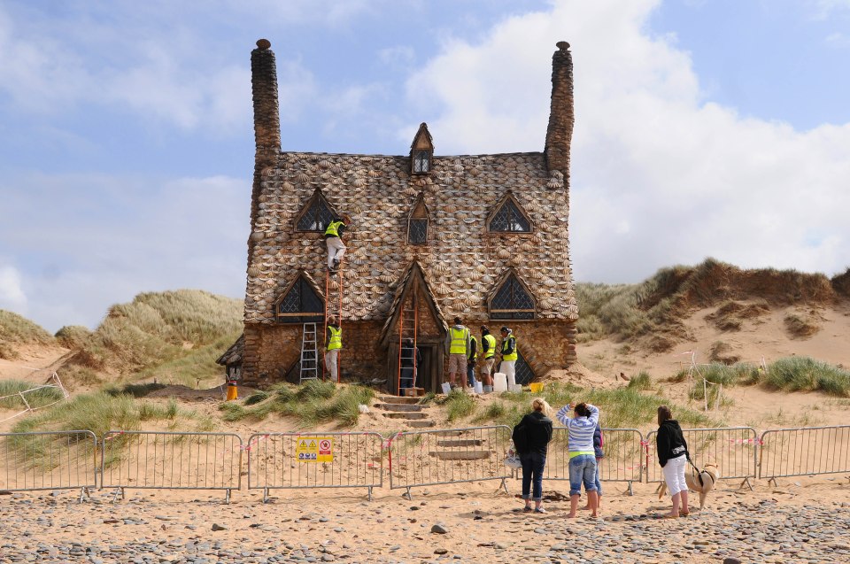 The beach was used to film scenes for the Deathly Hallows sequel, pictured here is the Shell Cottage, home of the Weasleys