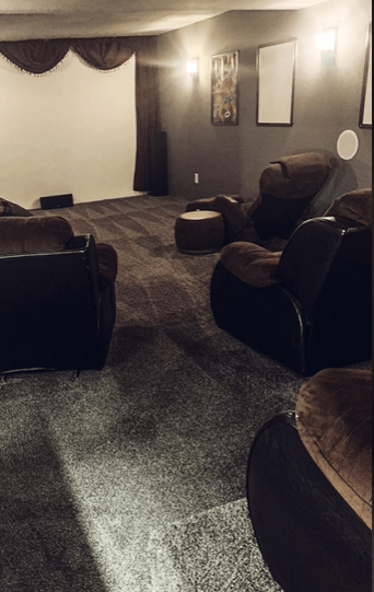 The couple have their own cinema room