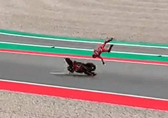 Bagnaia was thrown from his bike at the Catalan GP