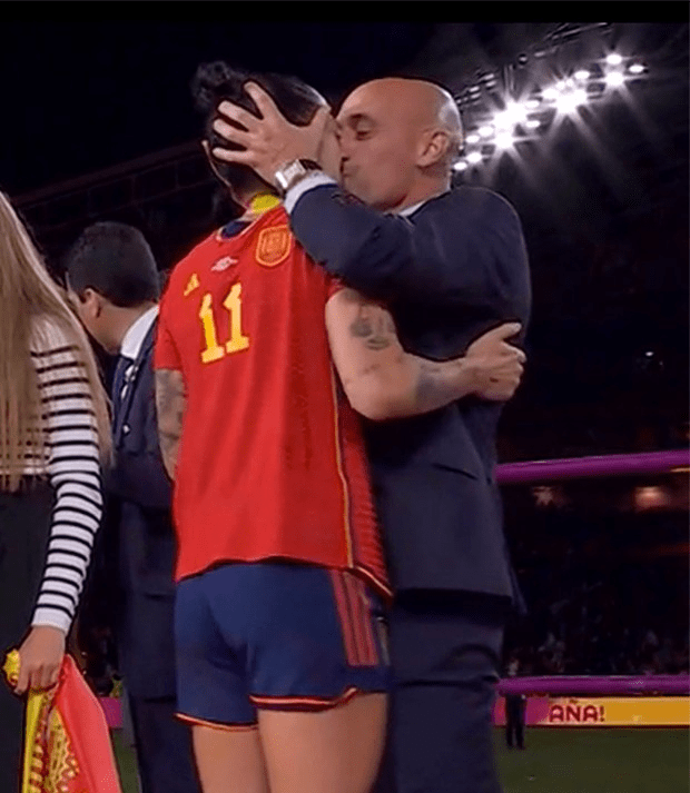 Rubiales caused a worldwide storm by kissing Spain’s Jenni Hermoso on the lips at the Women’s World Cup Final