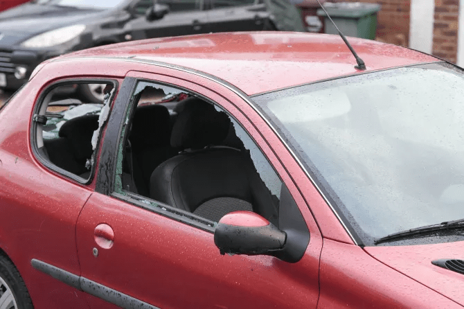 Car windows were shattered by a possible ‘mini tornado’ in Littlehampton, Sussex on Sunday night, the Met Office said