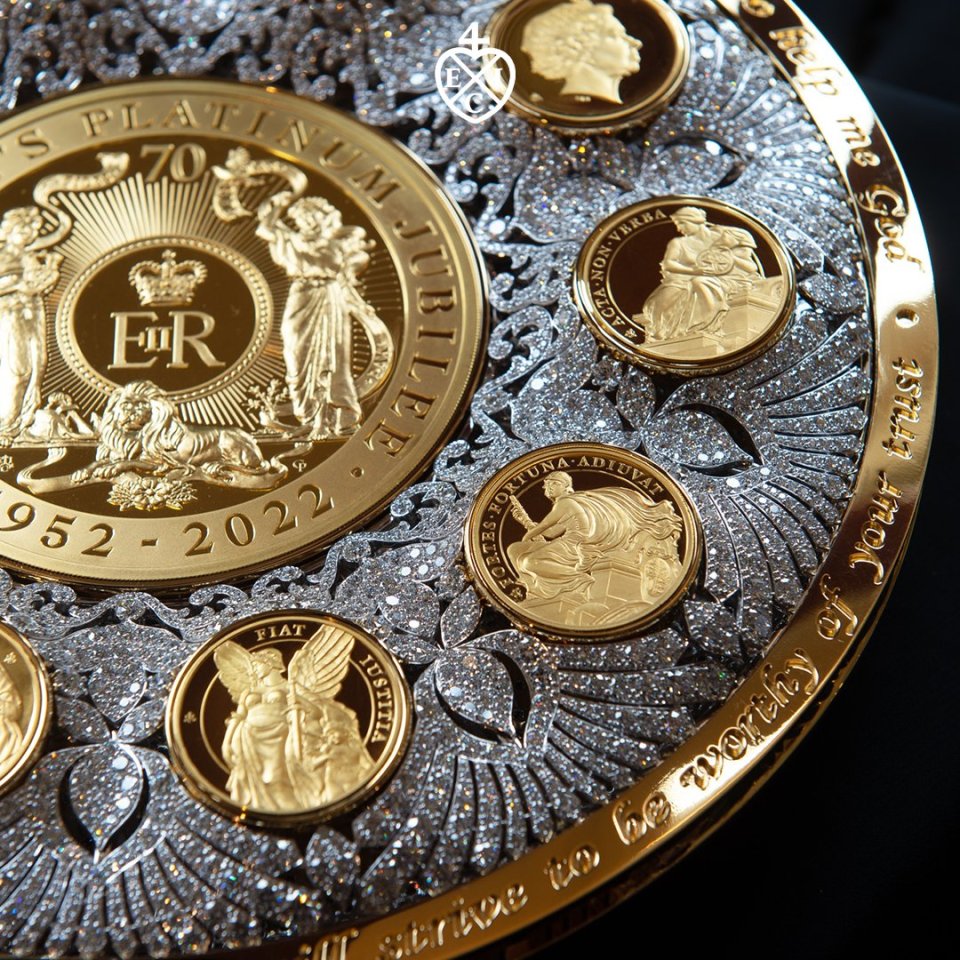 The Crown coin is worth £18.47 million and is peppered with 6,426 diamonds