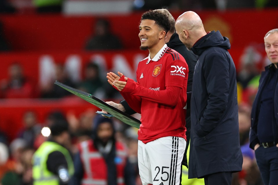 Sancho with Erik ten Hag last season