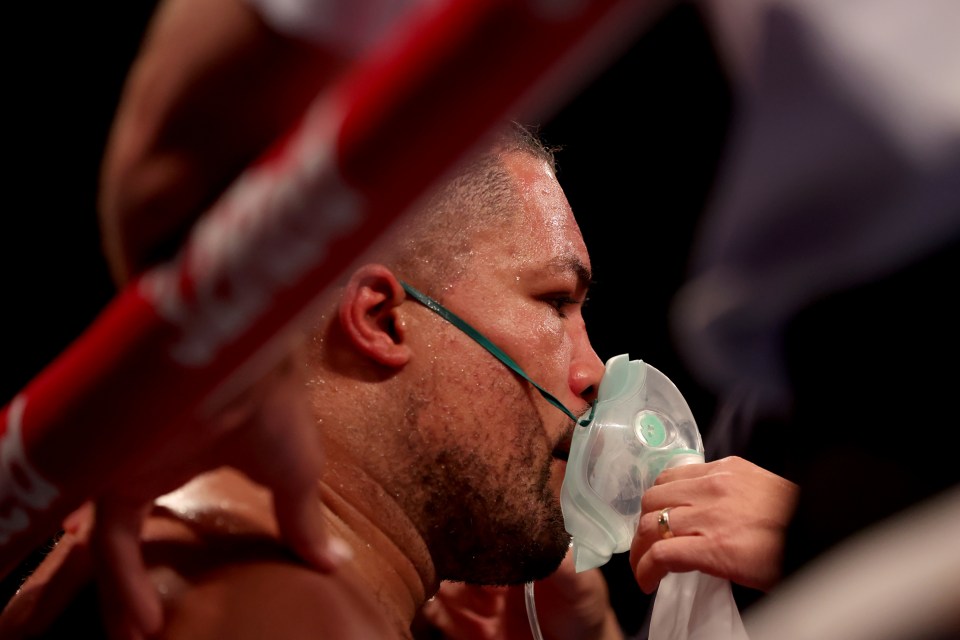 Joyce is given oxygen as he recovered from Zhang's knockout punch