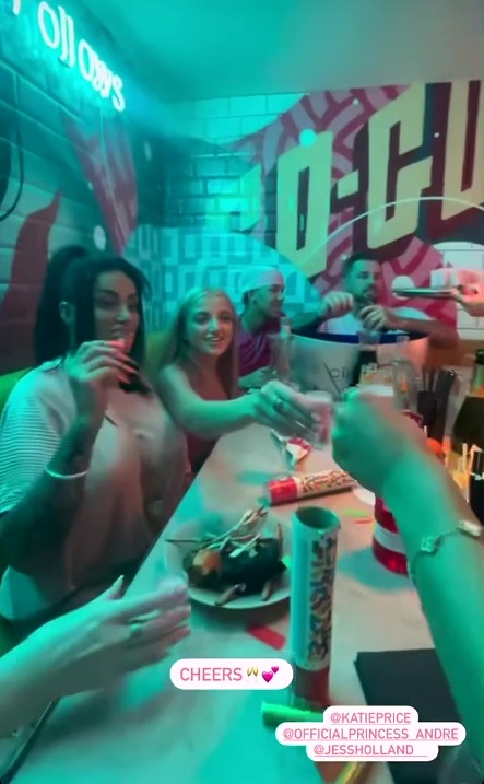 Katie Price’s lookalike daughter Princess, 16, seen brandishing a shot on rowdy family night out with her mum