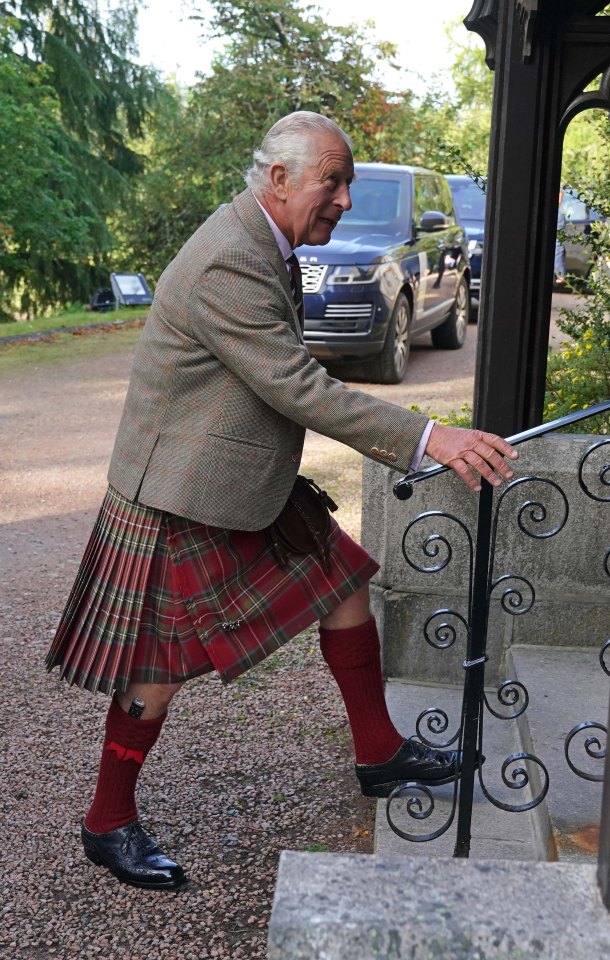 King Charles III arrives at Crathie Parish Church, near Balmoral