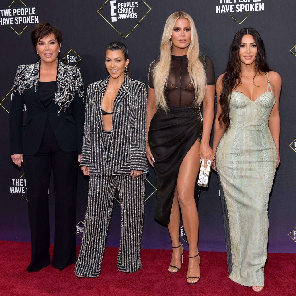 Kim often poses with her sisters and mum