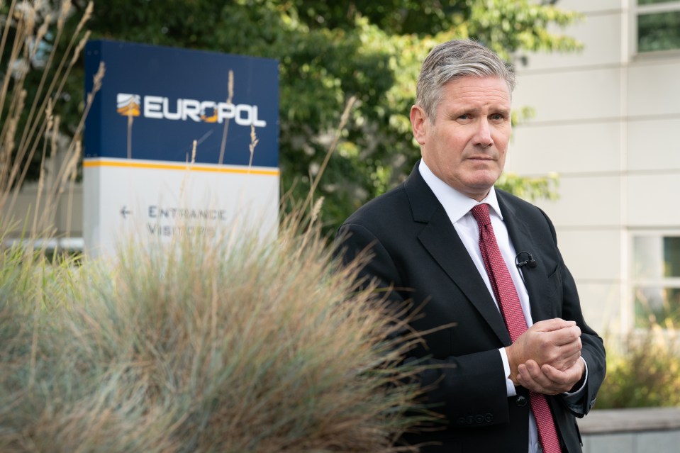 Labour leader Sir Keir Starmer leaving Europol in The Hague, Netherlands, following a meeting with EU crime fighter chiefs to discuss how Labour would tackle Channel crossings