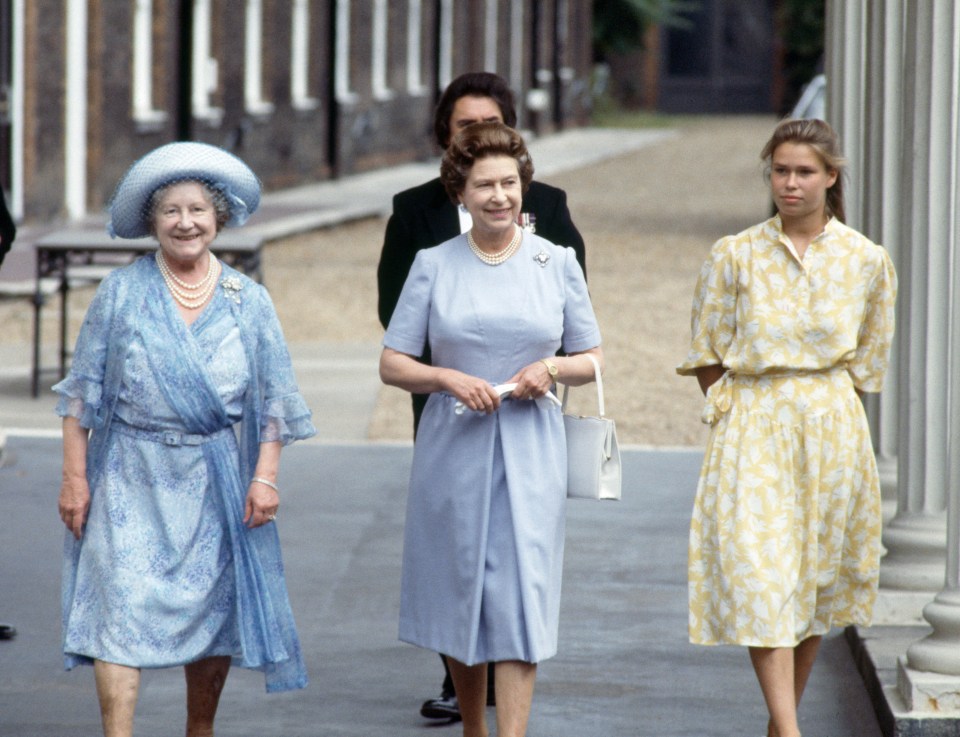 Lady Sarah together with her late aunt the Queen, and her late grandmother, the Queen Mother