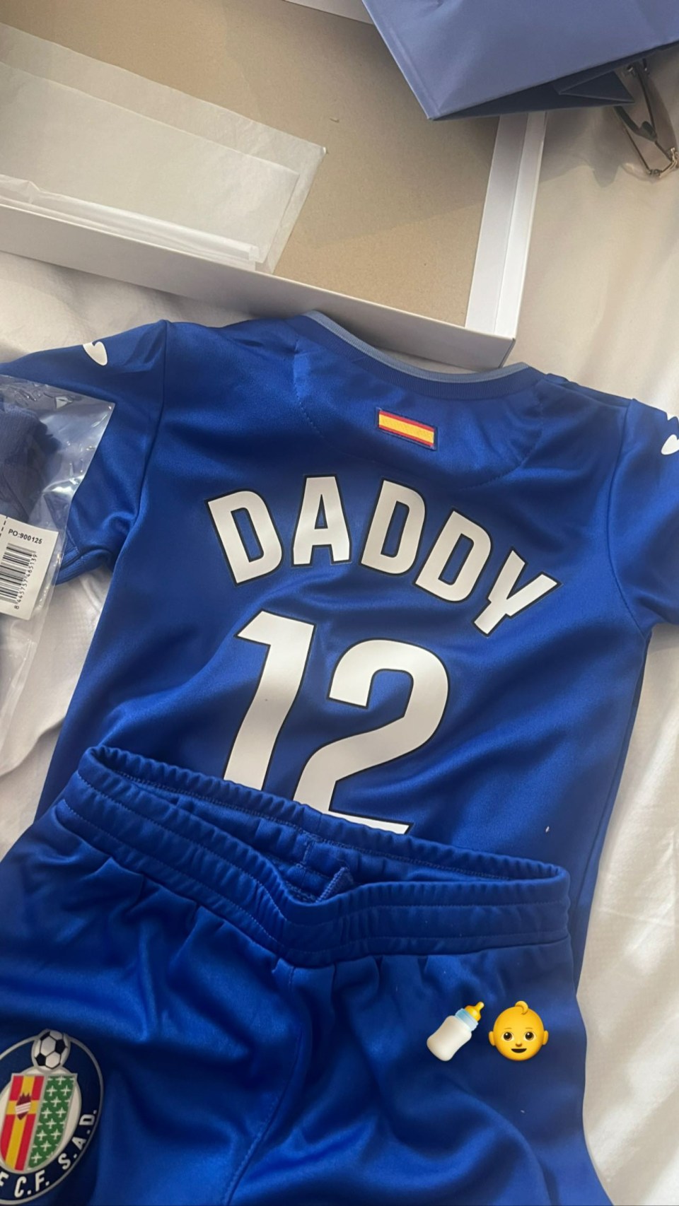 Harriet Robson shared a picture of a baby Getafe kit on Instagram