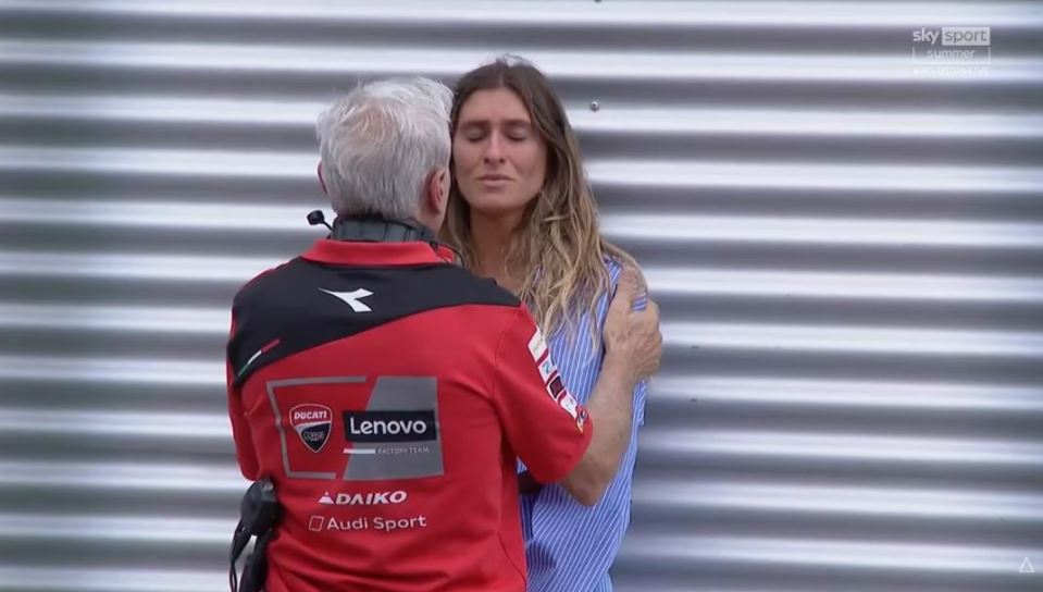 Domizia Castagnini was consoled by a member Ducati