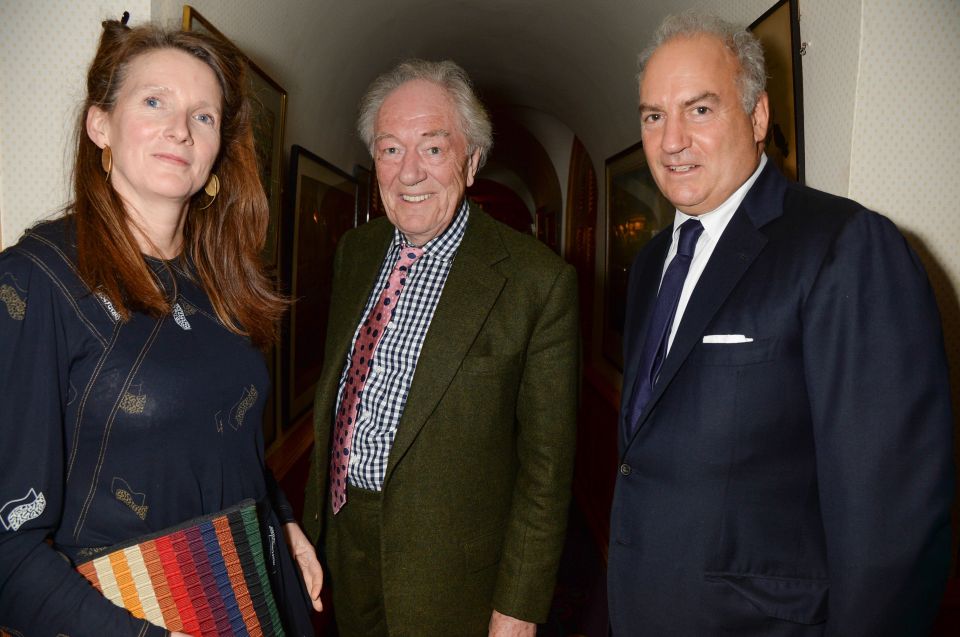 Philippa, Sir Michael  and Charles Finch at a pre-BAFTA dinner in February 2015