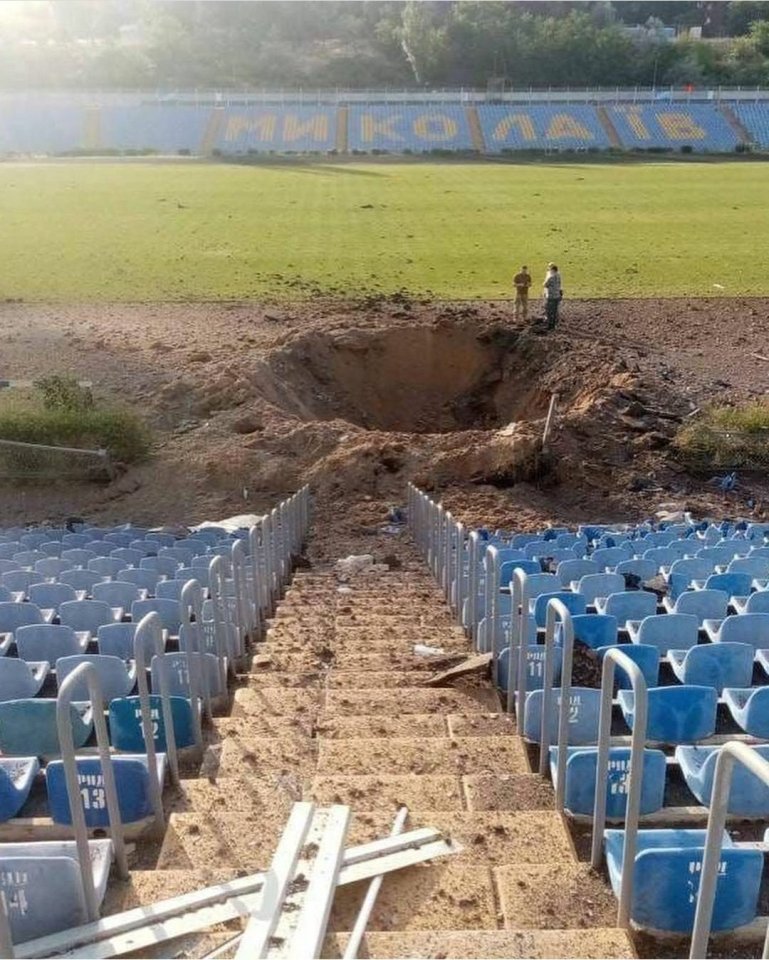 The Tsentralnyi Stadion was hit with a single missile that was fired from the Russians