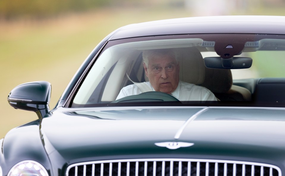 Andrew driving from Royal Lodge to St George's Chapel