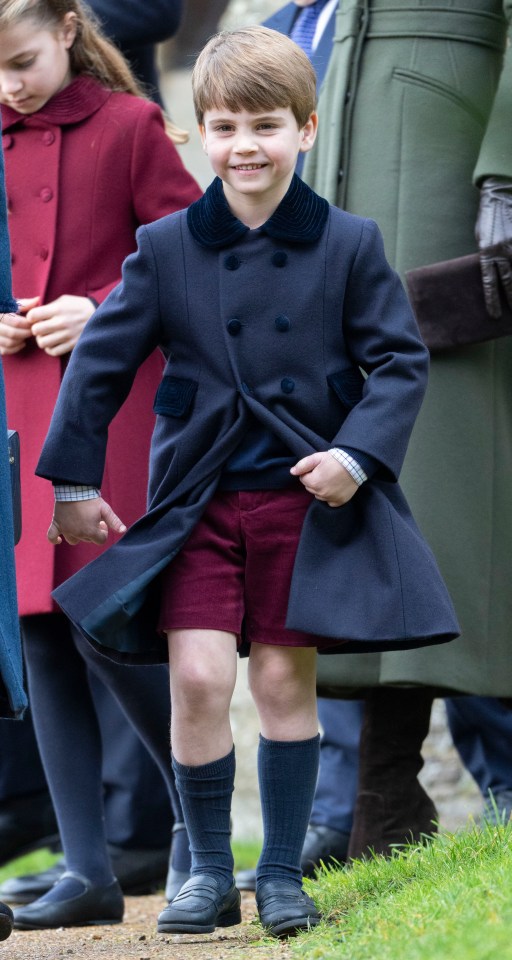 While George can now wear trousers, little Louis will still be seen in his shorts and socks