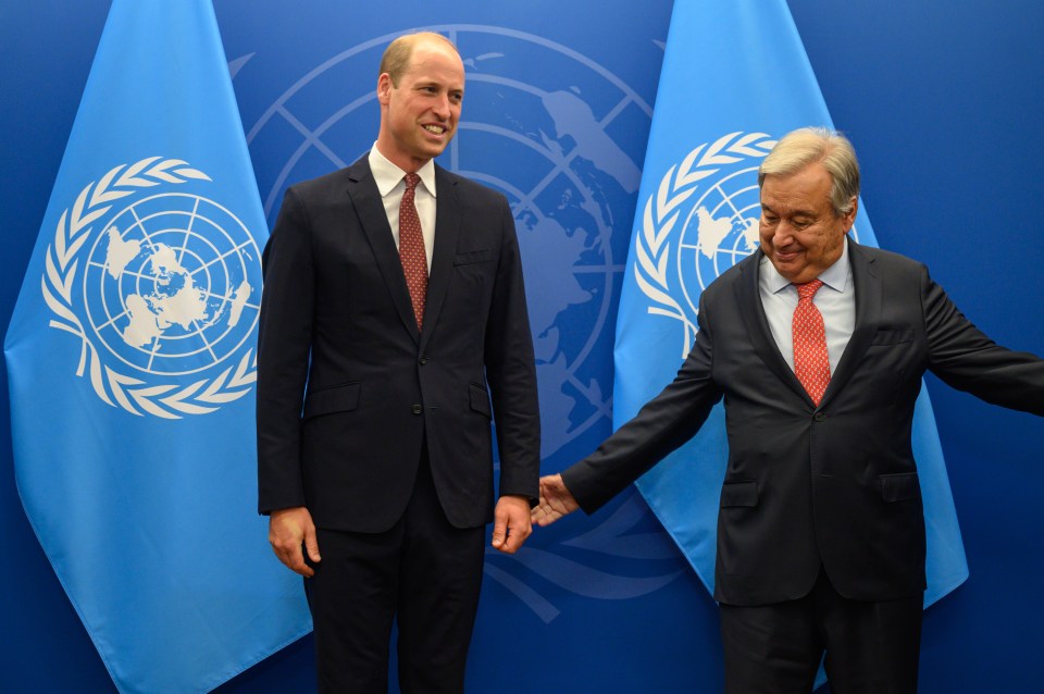 William met U.N. Secretary-General António Guterres at the United Nations headquarters last night