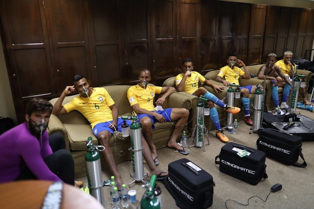 The Brazil national team were seen using oxygen tanks during a match against Bolivia because of the high altitude